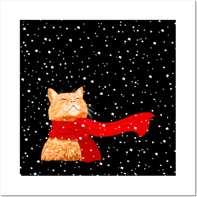 Tabby loves Snow.... Wall Art by VectorInk